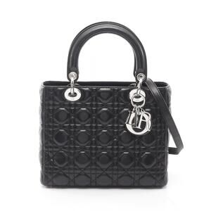 Dior Lady Cannage Handbag Leather Black